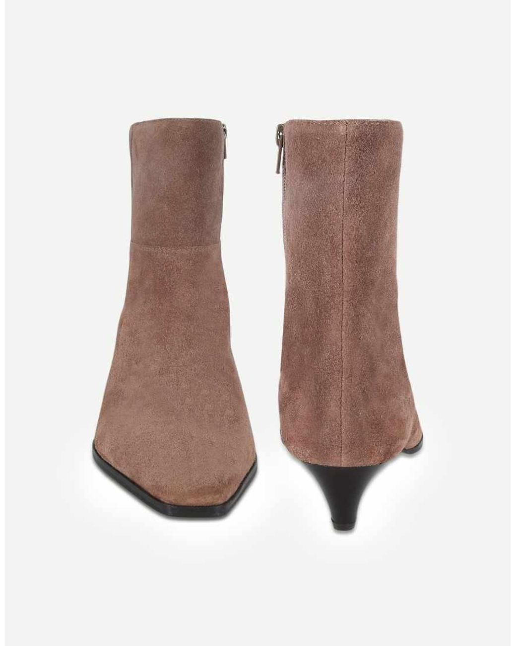 OFF THE HOOK Brown Pheonix Suede Kitten Heel Ankle Boots