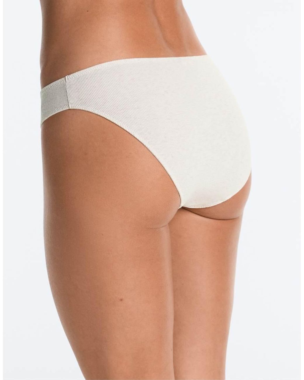 Oysho White 5 Rib Cotton Blend Classic Briefs