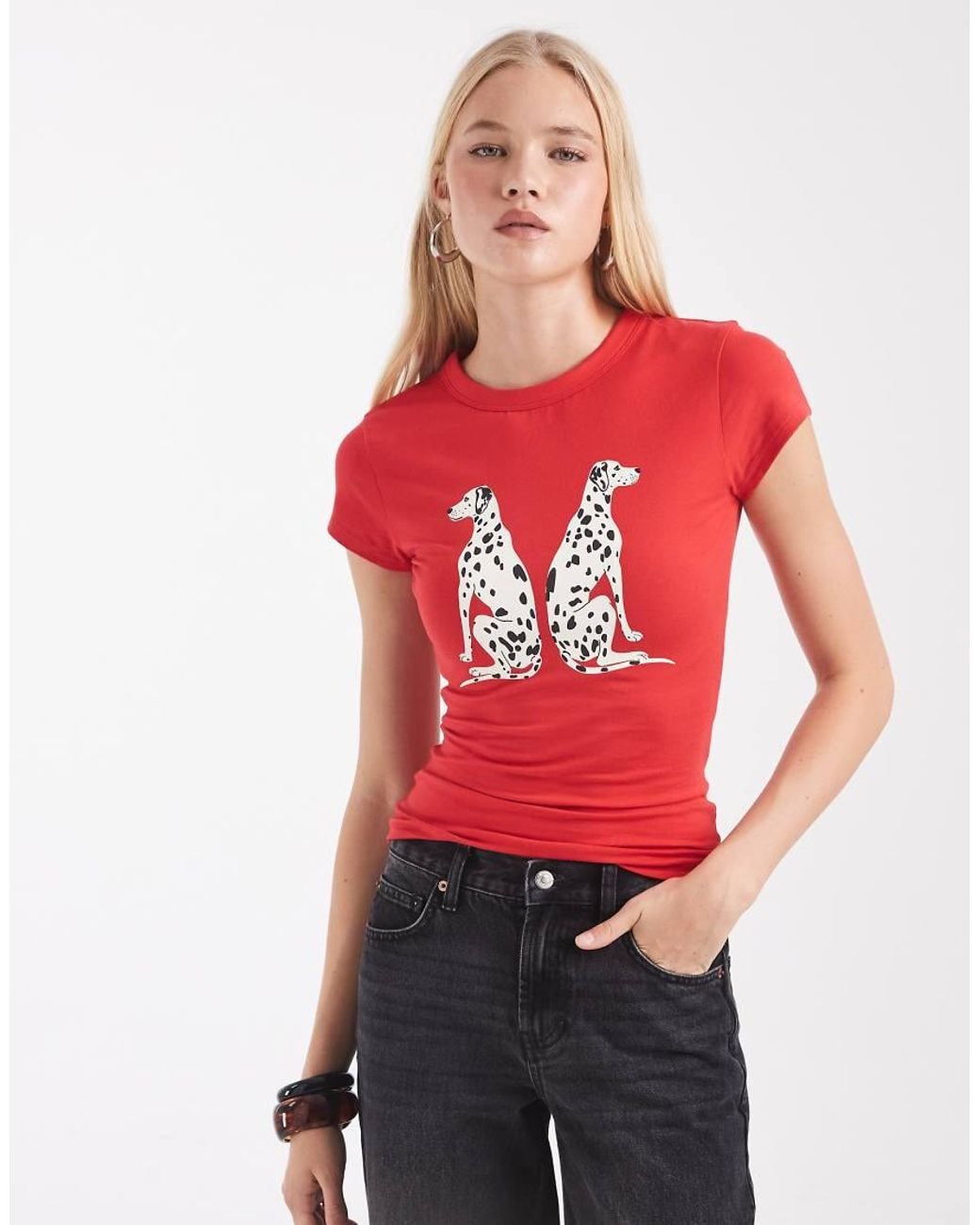 ASOS Red Baby Tee With Dalmation Graphic
