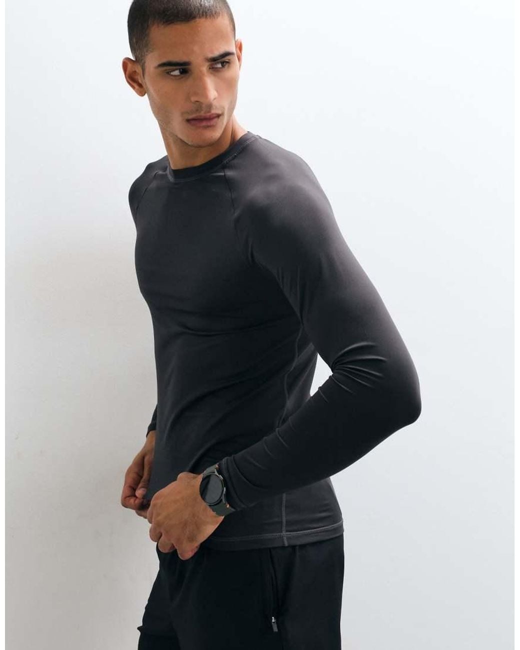 4505 Blue Icon Active Quick Dry Muscle Fit Base Layer Training Long Sleeve Top for men