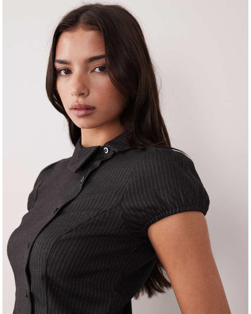Motel Blue Telese Aysmetric Collared Shirt