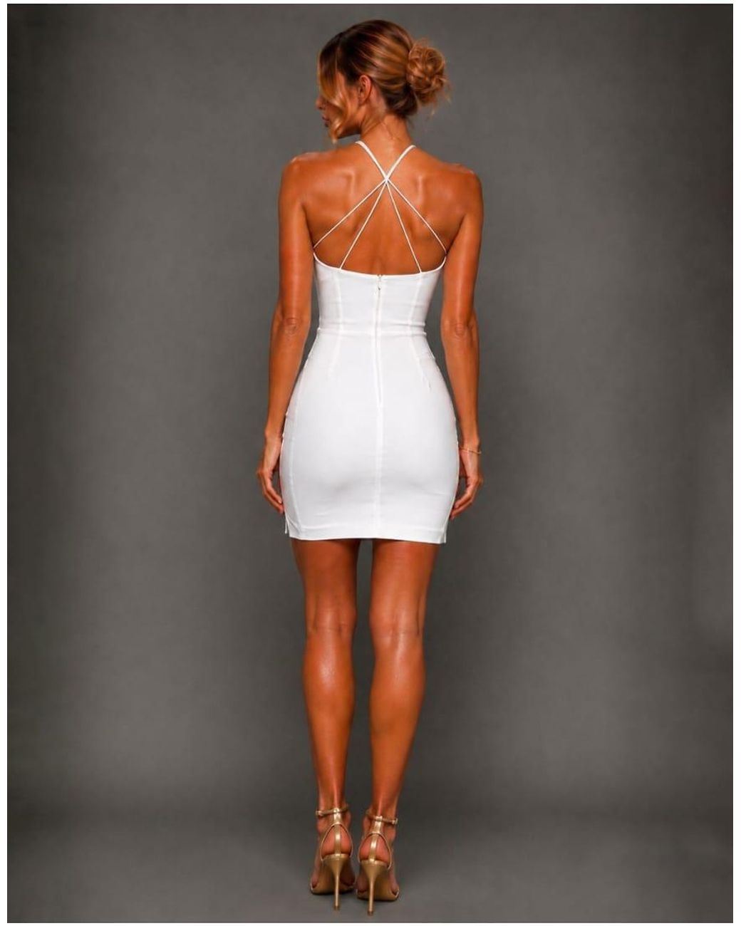 Vesper Gray Back Strap Detail Mini Dress