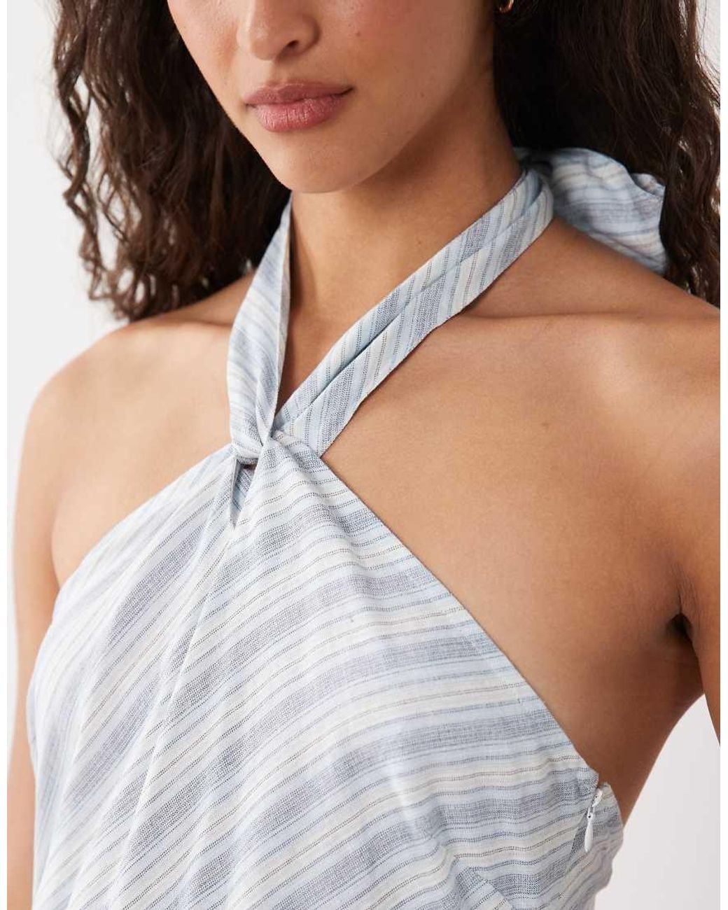 Cotton On White Linen Halterneck Dress