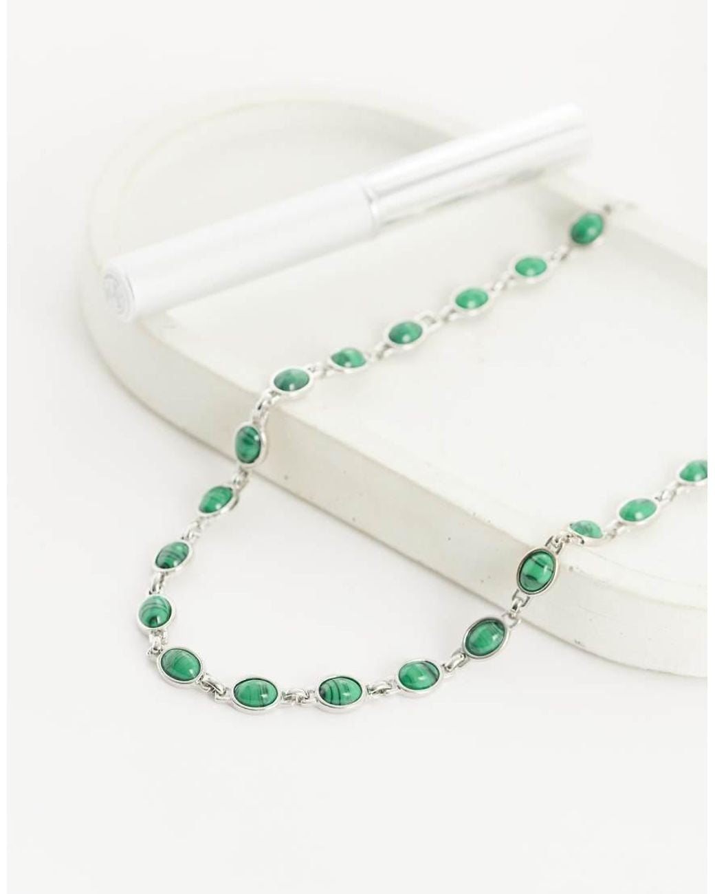 Reclaimed Vintage Blue And Malachite Neck Chain