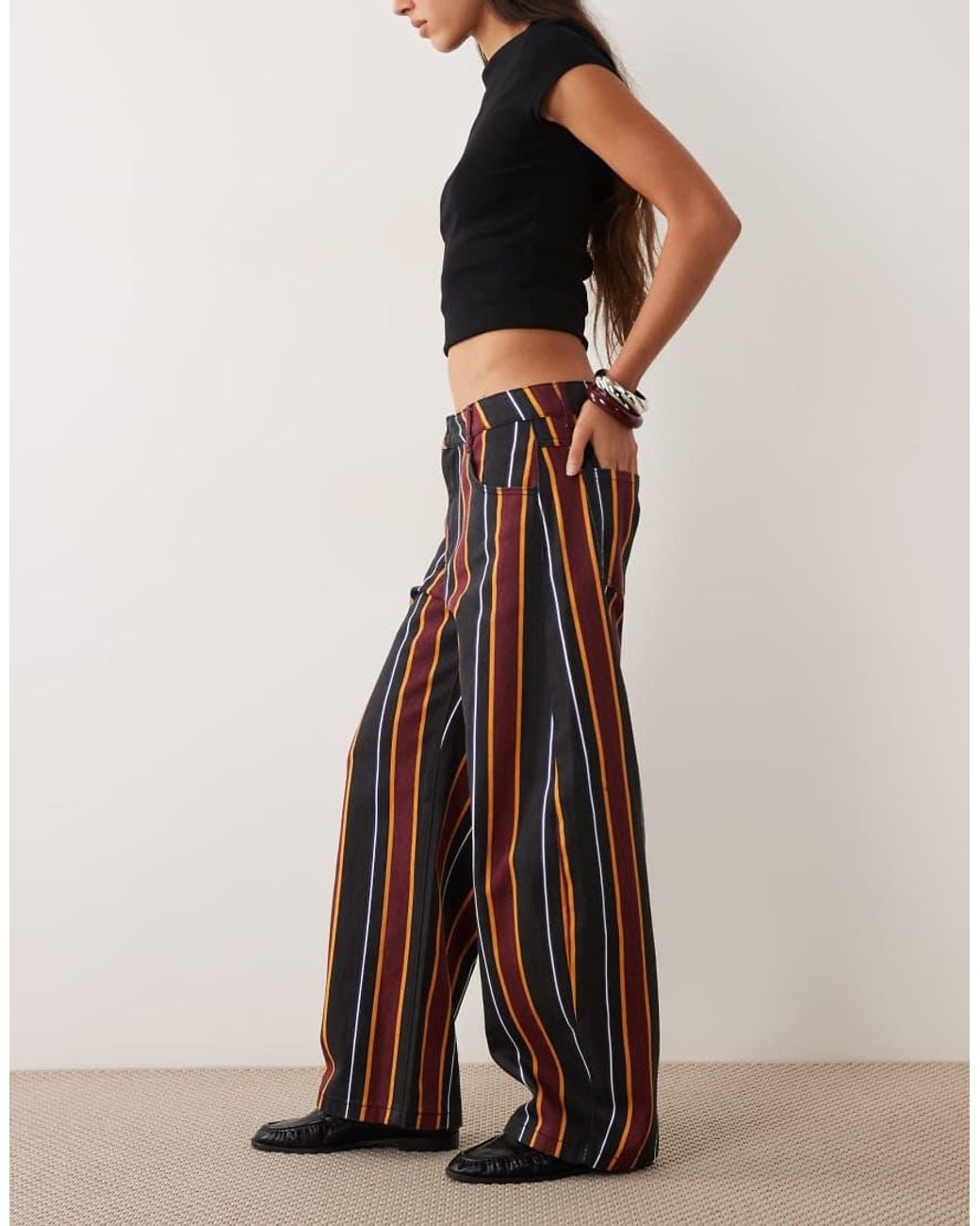 ASOS Red Printed Barrel Leg Trouser
