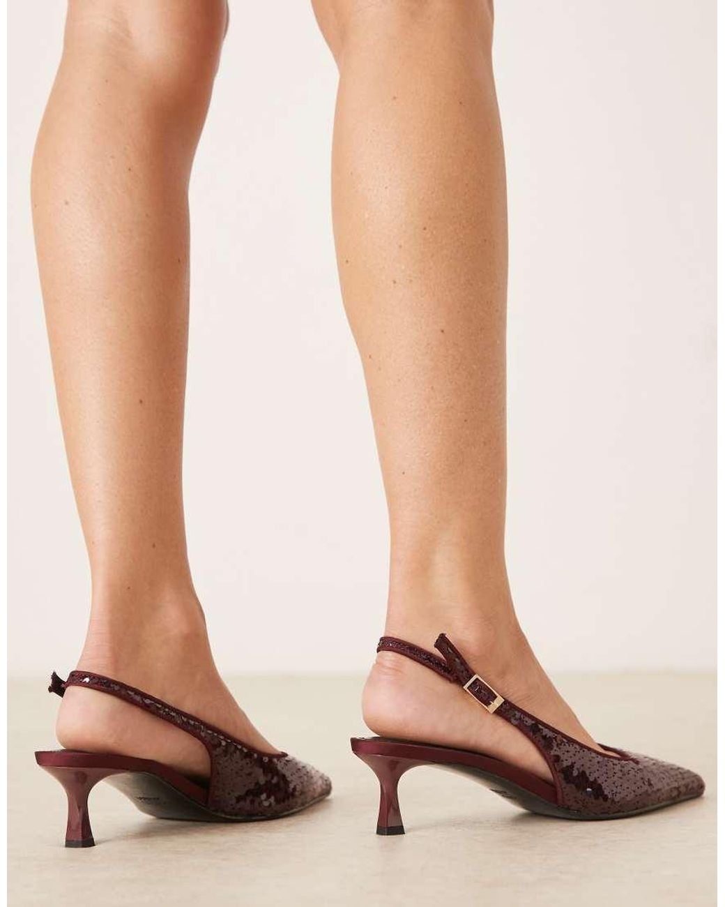 ASOS Natural Skip Slingback Kitten Heel Shoes
