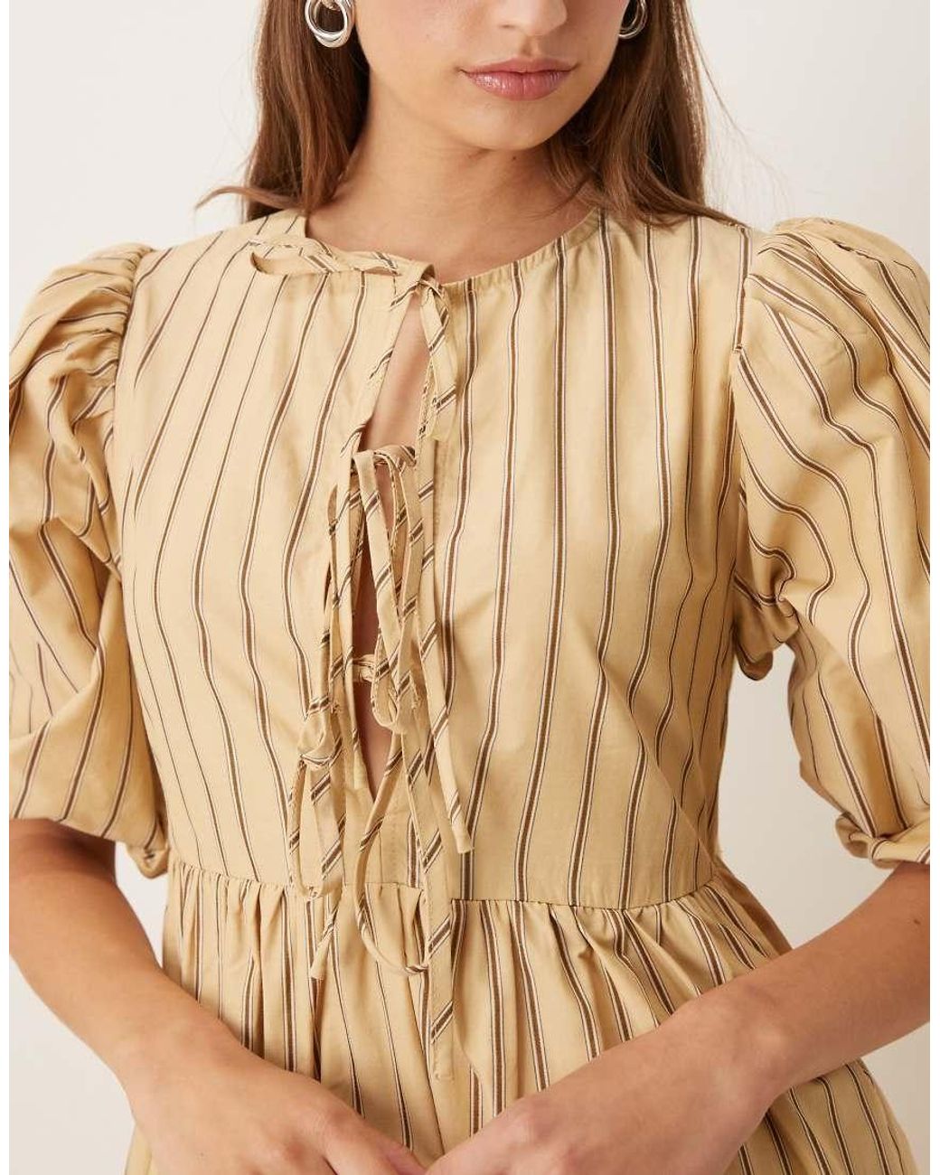 Glamorous Natural Tie-Front Midi-Dress