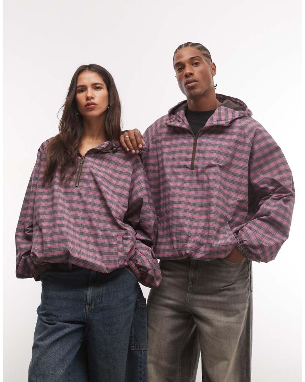 Collusion Purple Unisex Oversized Hooded Track Jacket