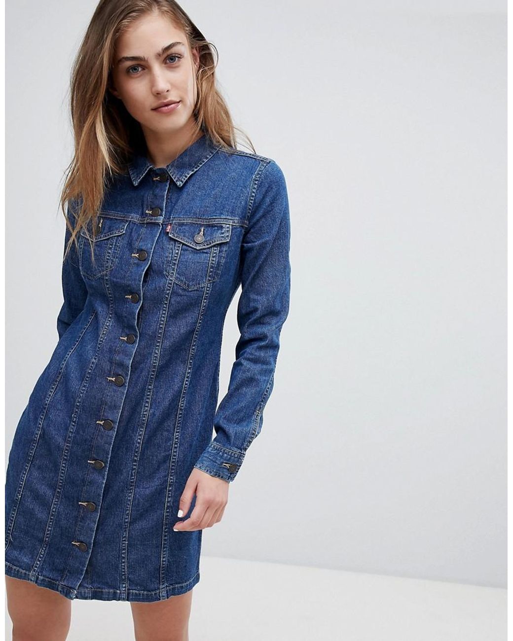 Levi's Langrmliges Jeanskleid im Westernstil mit durchgehender Knopfleiste  in Blau | Lyst DE