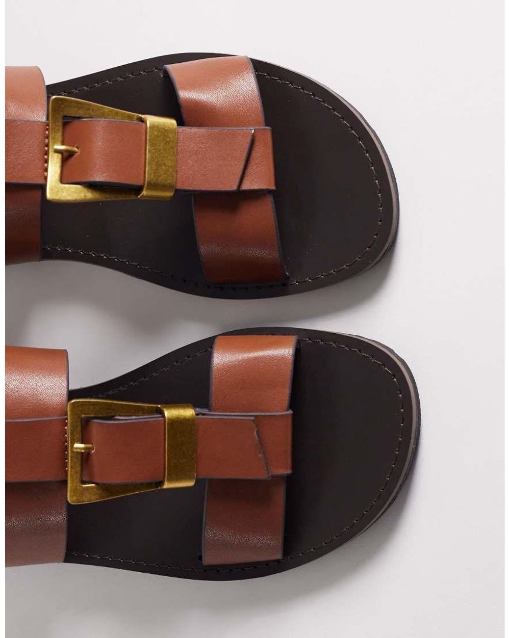 ASOS Brown Franklin Gladiator Style Sandals With Buckle Detail