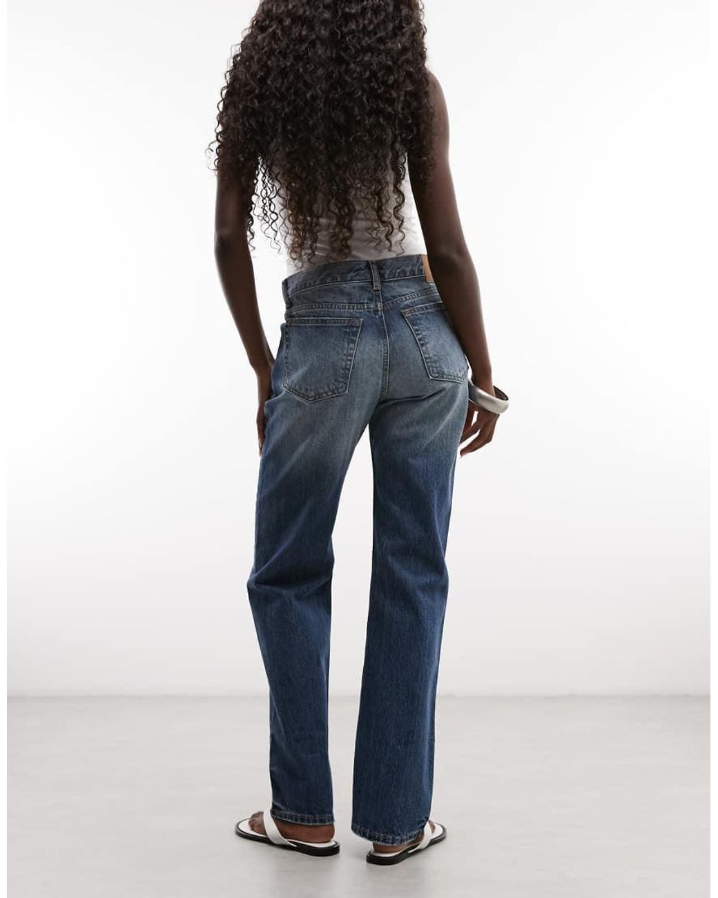 Weekday Blue Sonic Low Waist Straight Leg Jeans