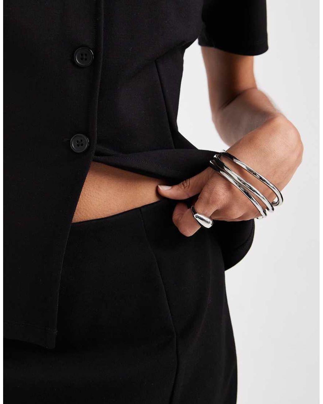 Pieces Black Structured Jersey Mini Skirt Co-Ord