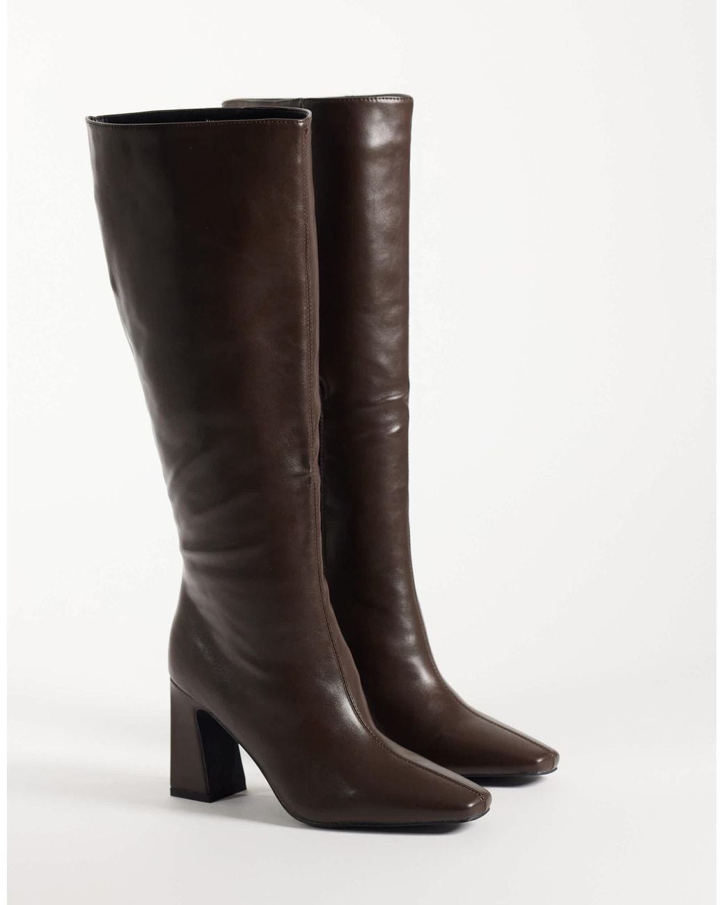 Raid Brown Emarra Block Heel Knee Boots
