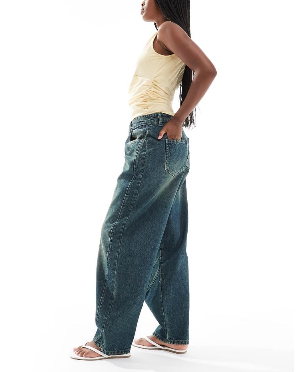 Daisy Street Blue Low Rise Barrel Jeans