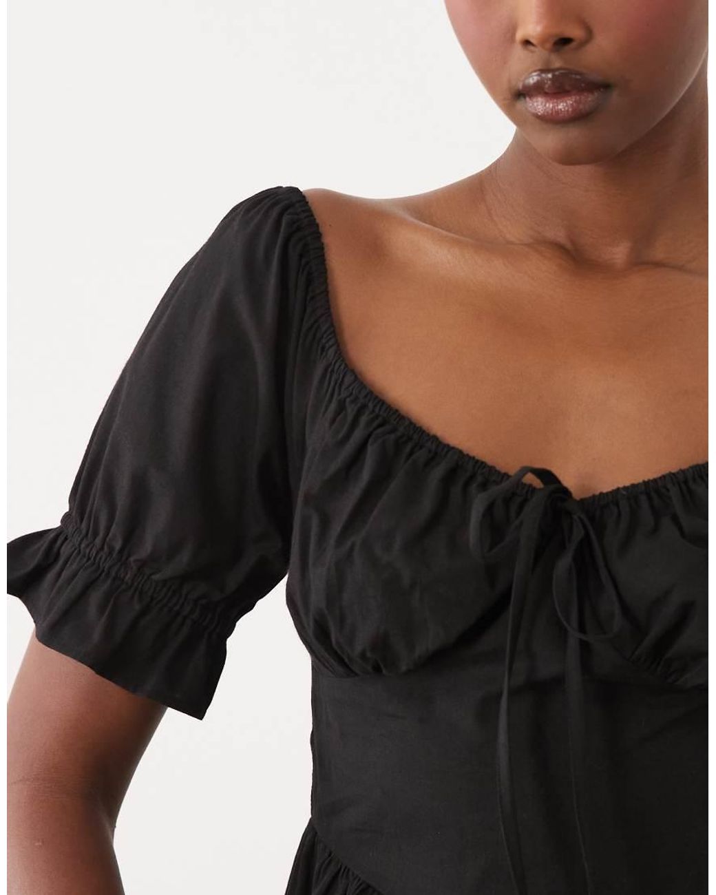 Wednesday's Girl Black Puff Sleeve Mini Dress