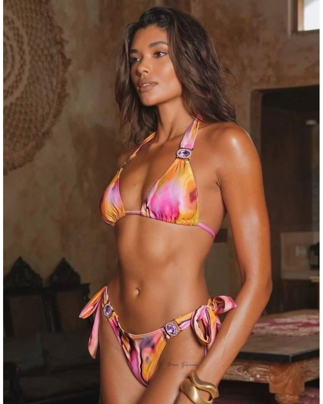Moda Minx Red Gobi Tie Side Brazilian Bikini Bottom
