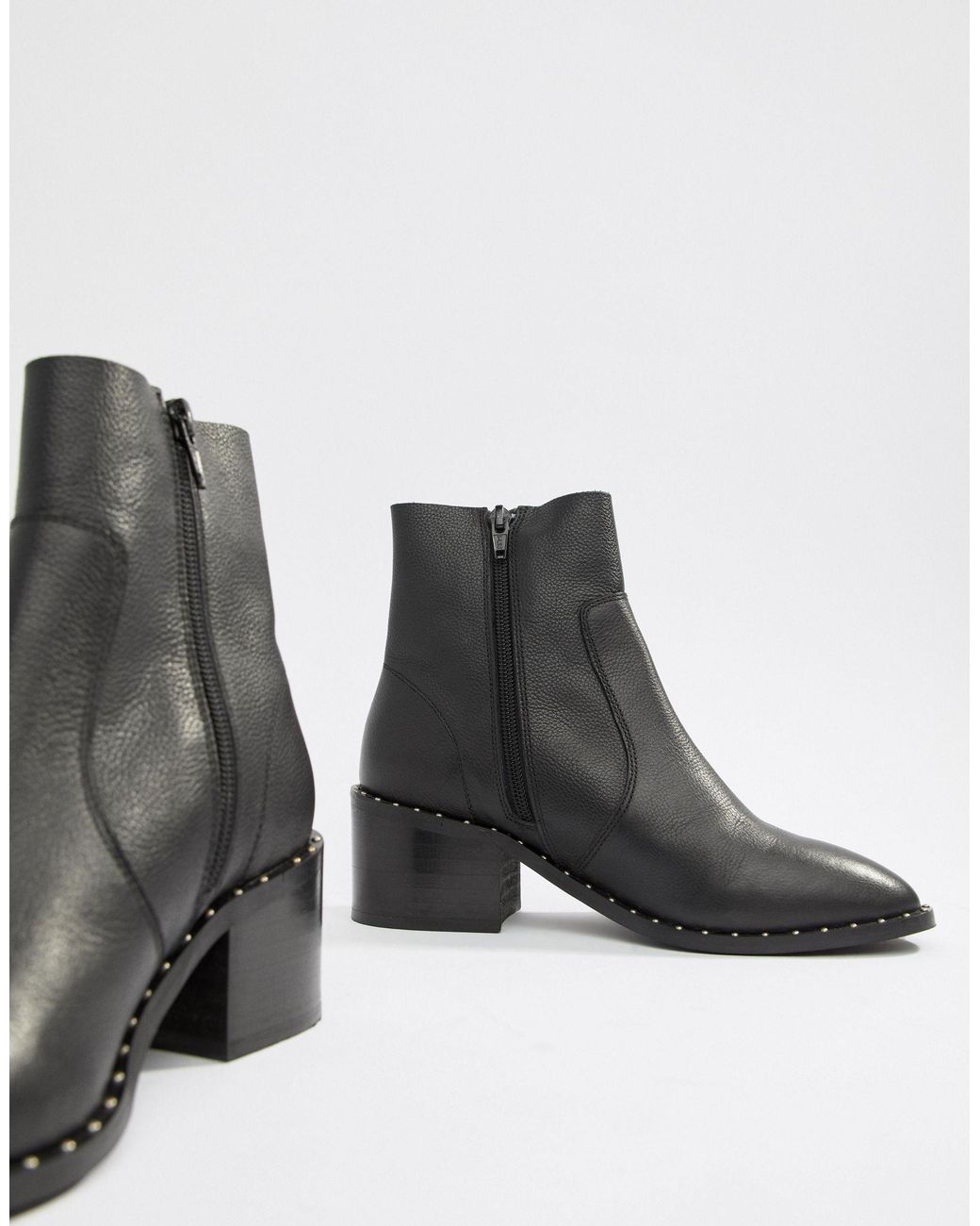 ASOS Realm Leather Mid Ankle Boots in 