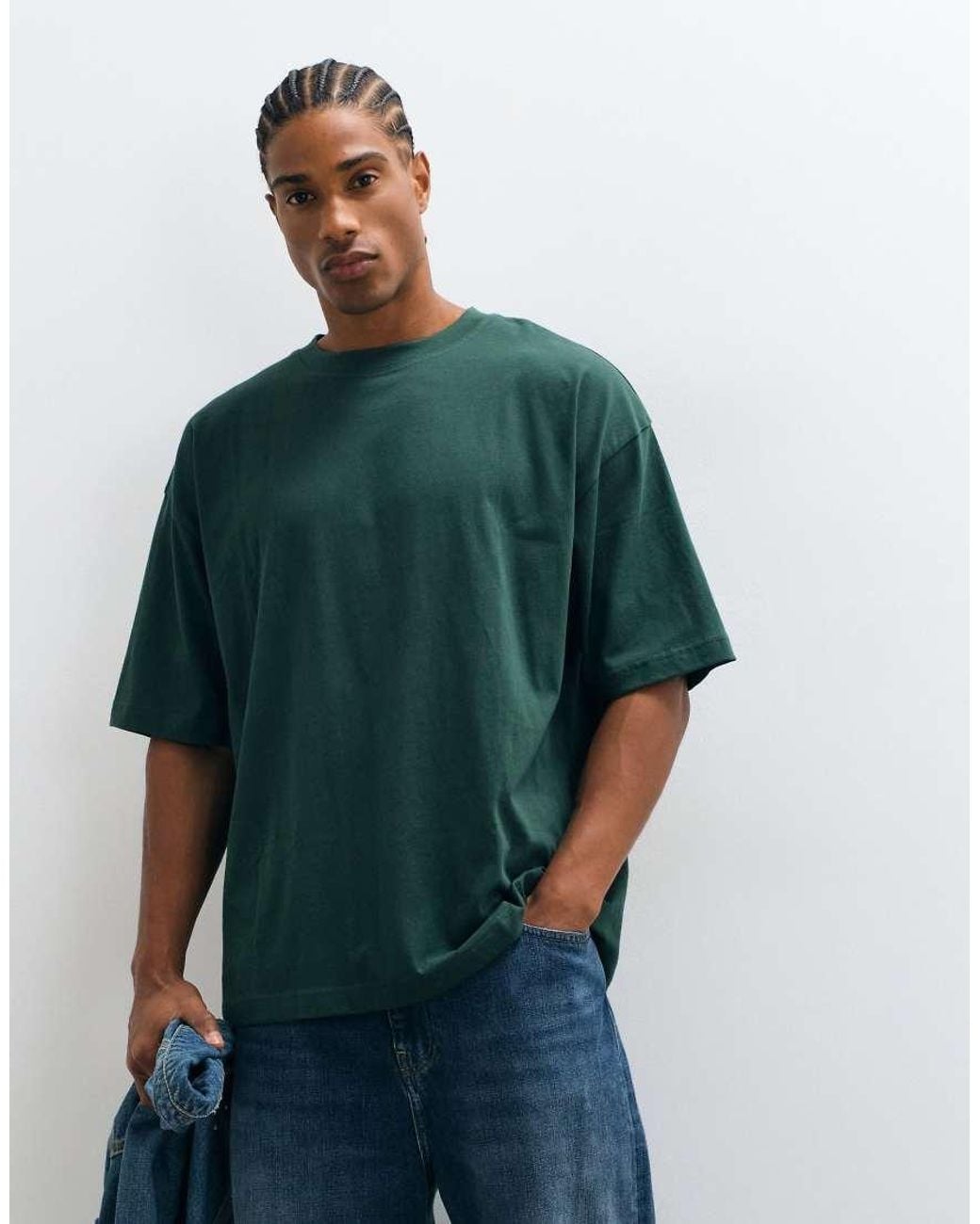 ASOS Green Oversized T-shirt With Tonal Script Graphic for men