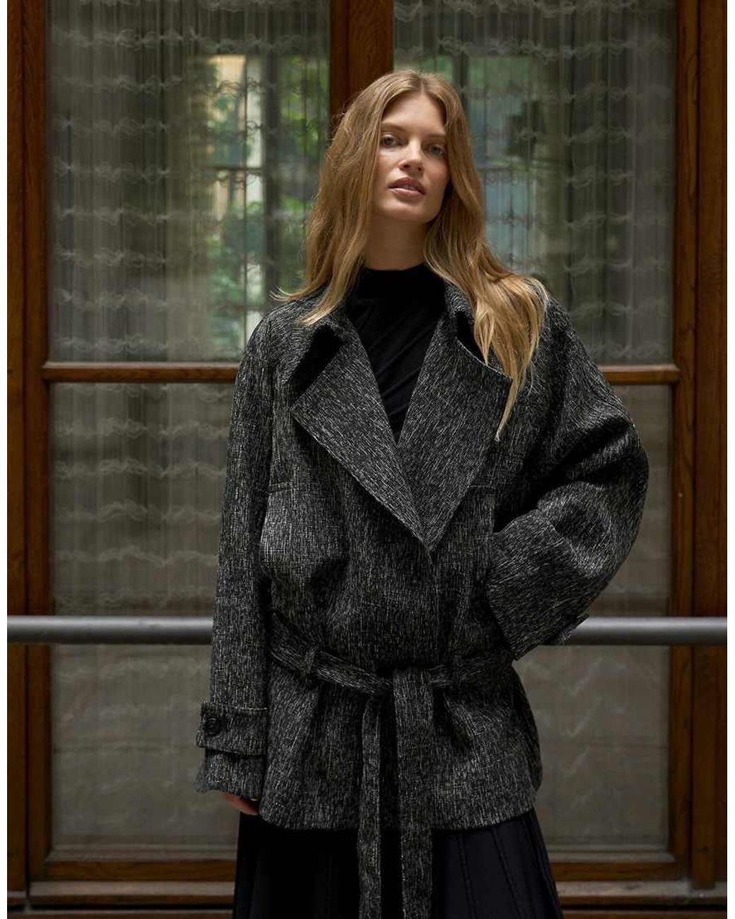 NA-KD Black Soft Midi Trenchcoat