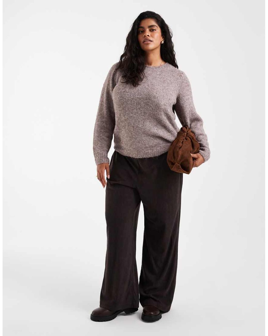 Vero Moda Gray Soft Fluffy Knit O-neck Jumper