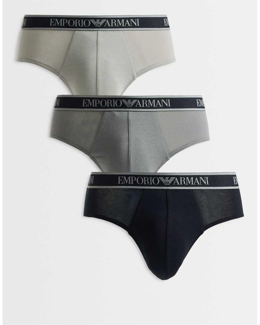 Emporio Armani Gray Bodywear 3 Pack Of Briefs for men