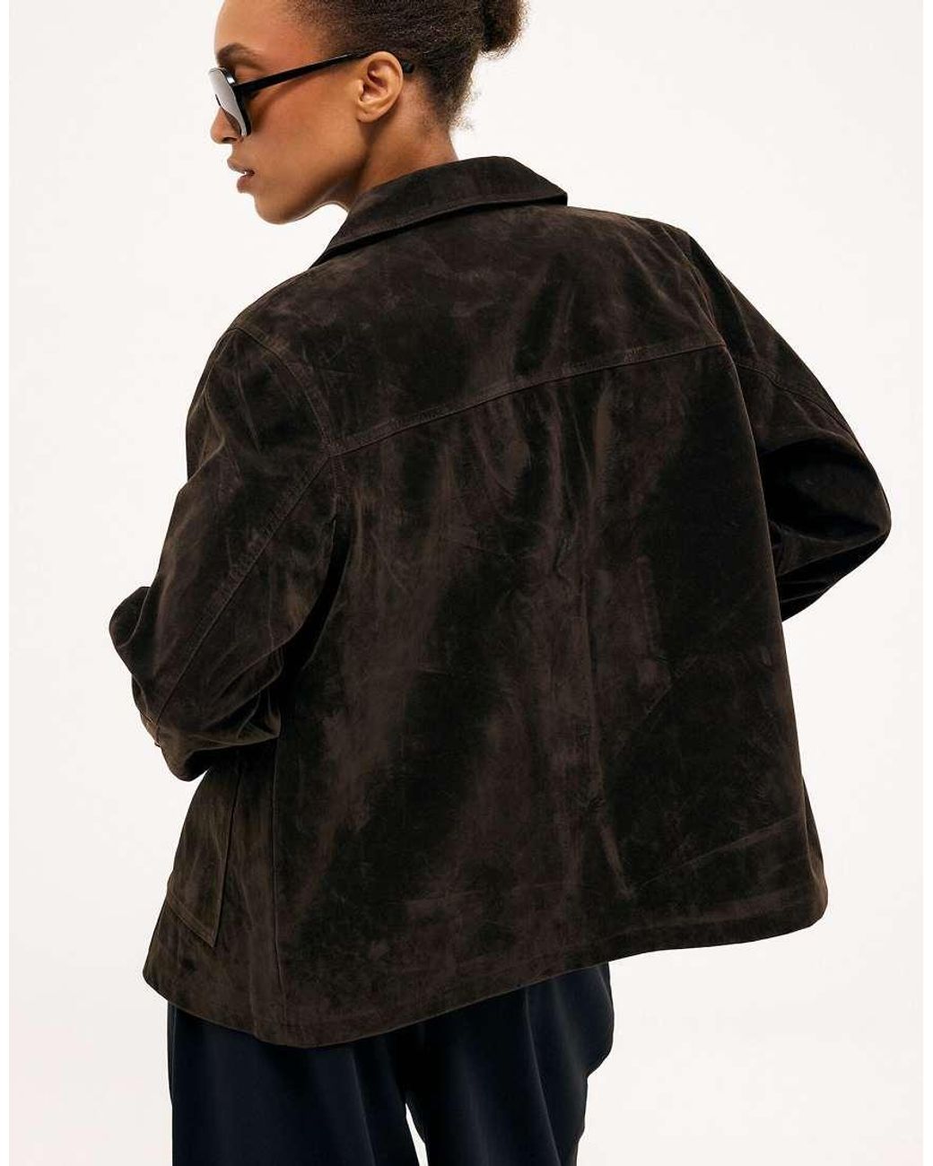 NA-KD Black Pocket Detail Faux Suede Jacket