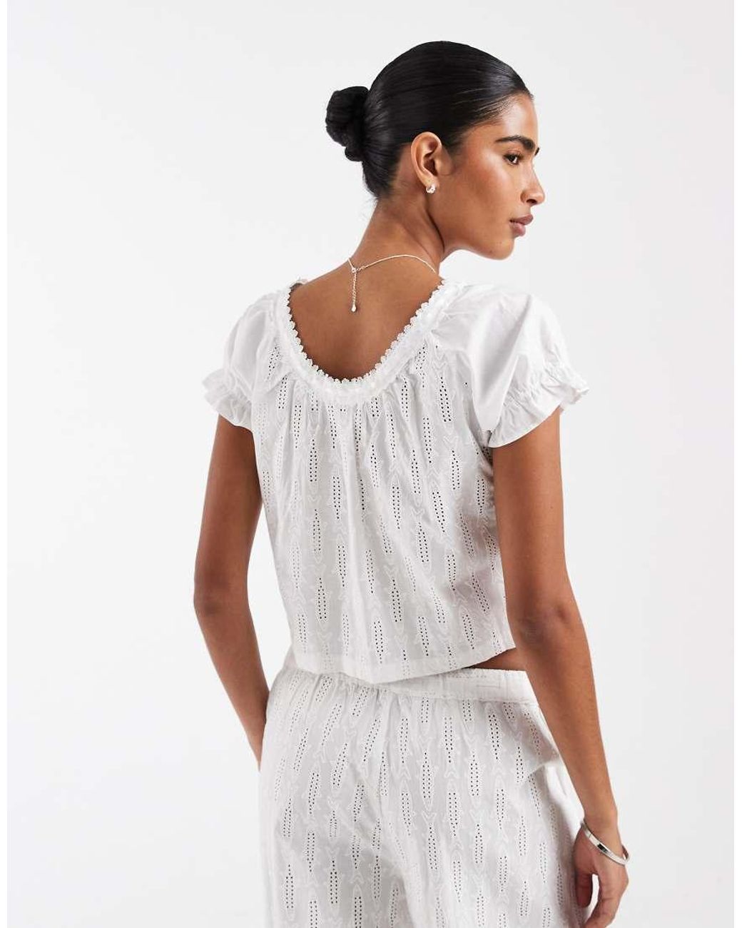 House Of Sunny White Sea Breeze Floaty Scoop Neck And Back Top