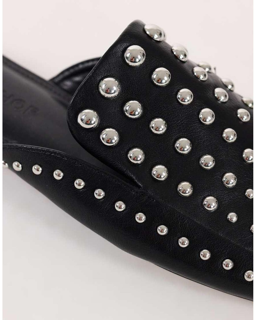 TOPSHOP Black Bianca Studded Flat Shoe