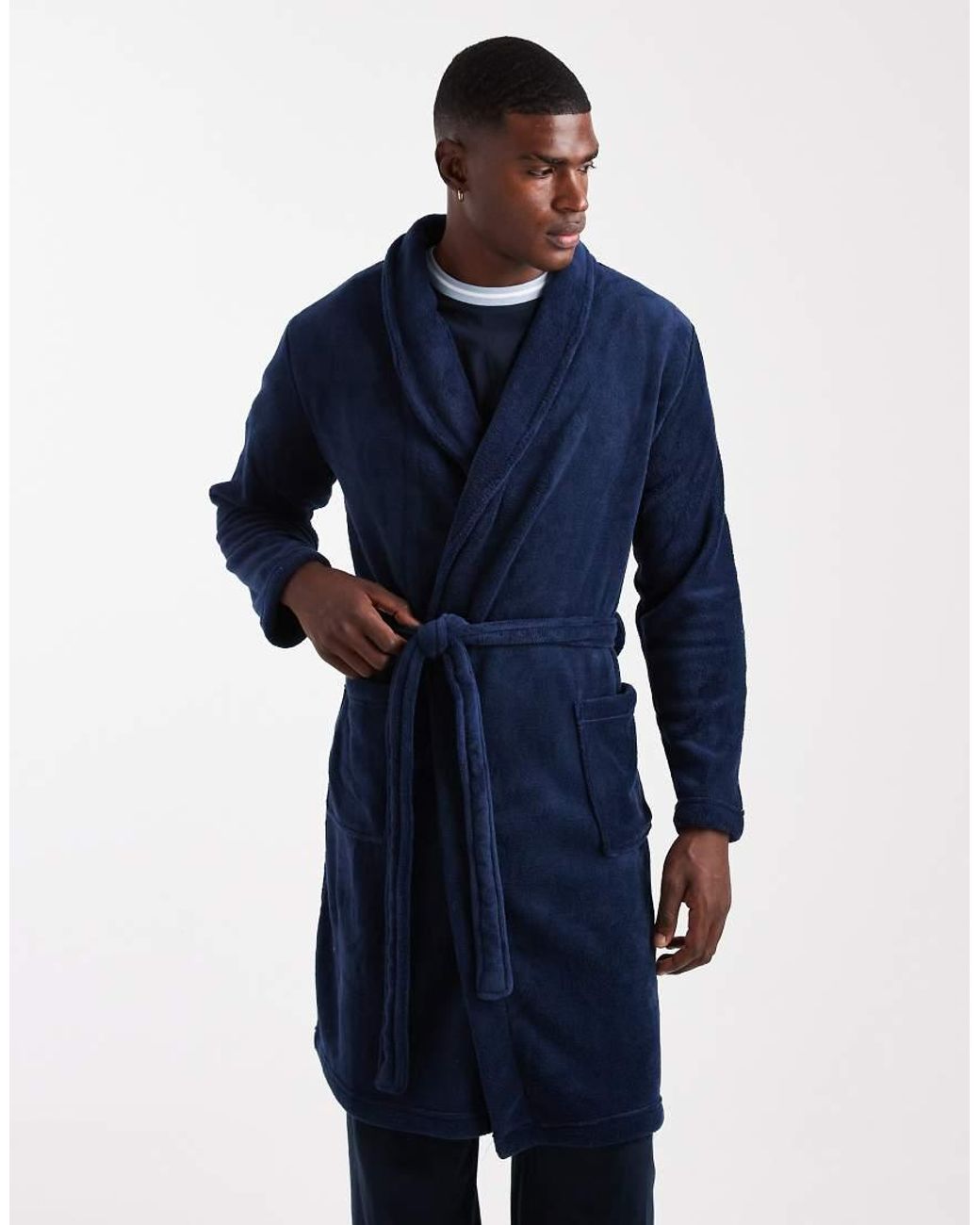 Brave Soul Blue Fluffy Dressing Gown
