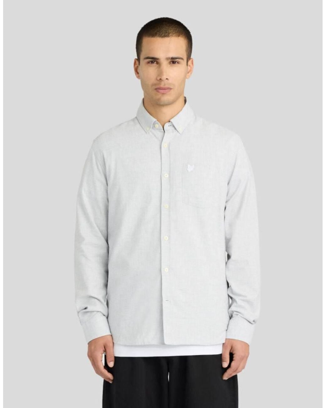 Lyle & Scott White Ls Woven Shirts Micro-Houndstooth Shirt for men
