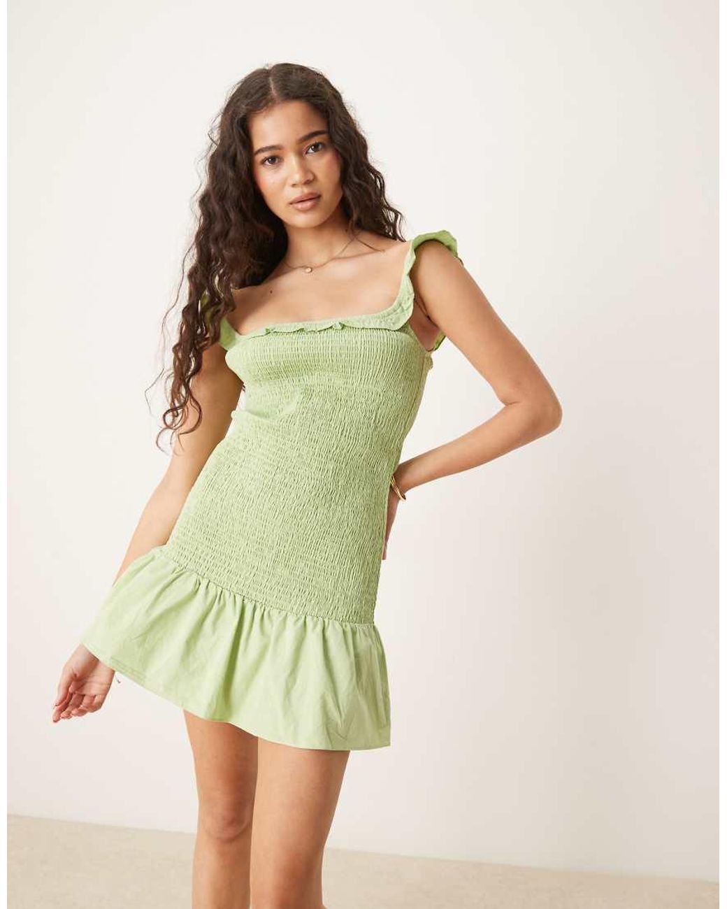 Glamorous Green Square Neck Mini Dress