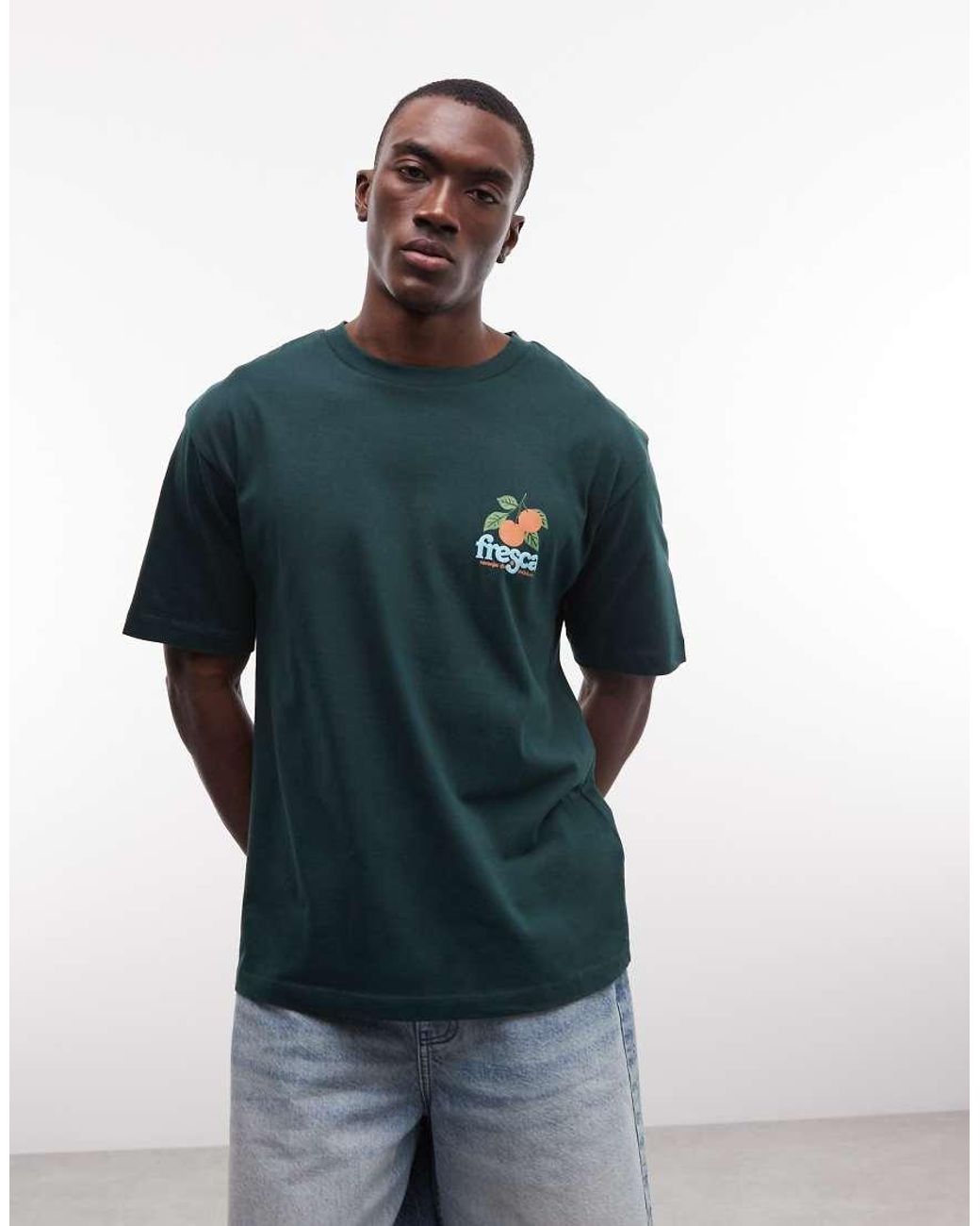 ASOS Blue Relaxed T-Shirt With Back Graphic for men