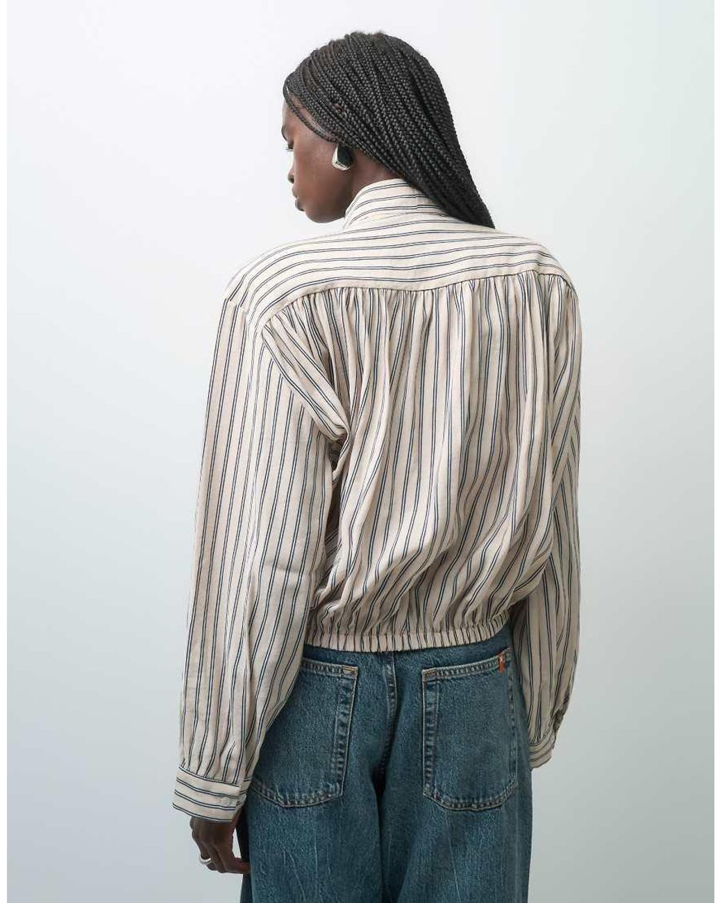 ASOS Gray Pussybow Blouse