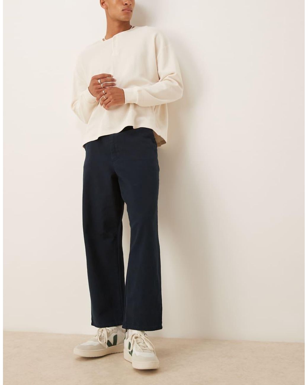 ASOS White Relaxed Tapered Trousers for men