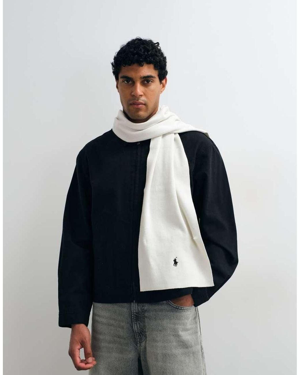 Polo Ralph Lauren Blue Icon Logo Knit Scarf for men