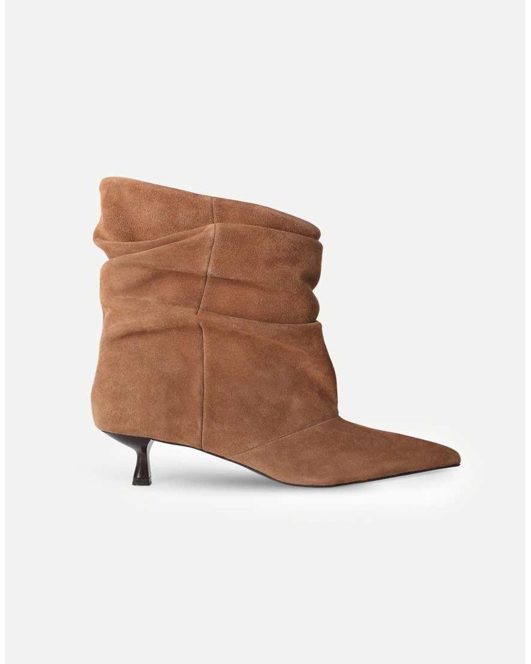 OFF THE HOOK Brown Lottie Suede Slouchy Pointed Toe Kitten Heel Ankle Boots