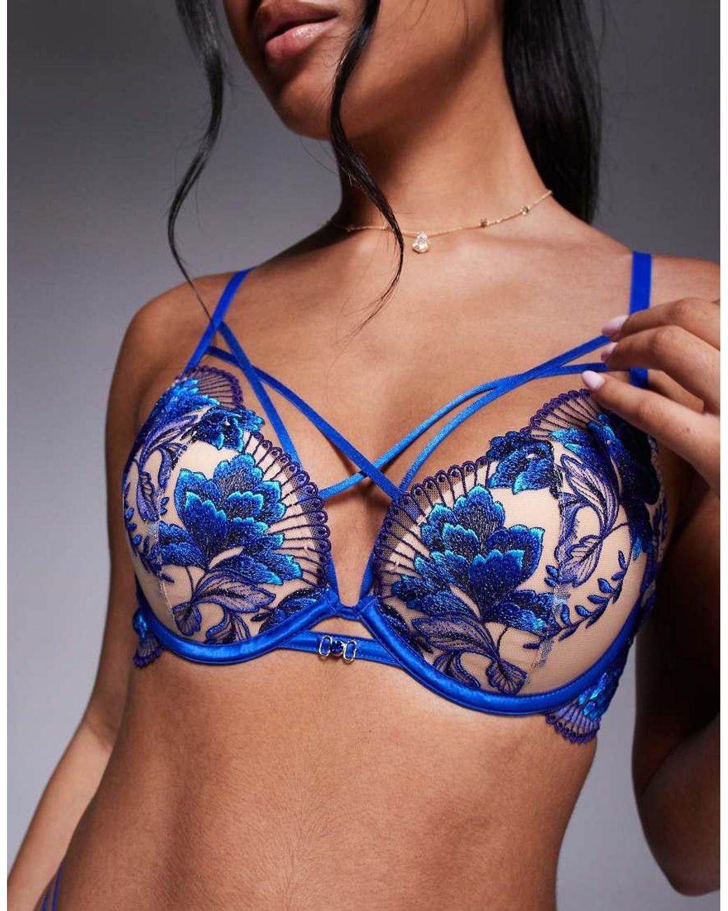 Ann Summers Blue Faithful Fan Padded Plunge Bra