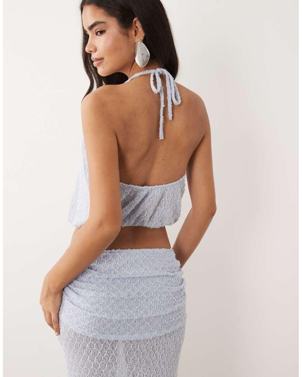 Noughts & Kisses Gray Knit Halterneck Top