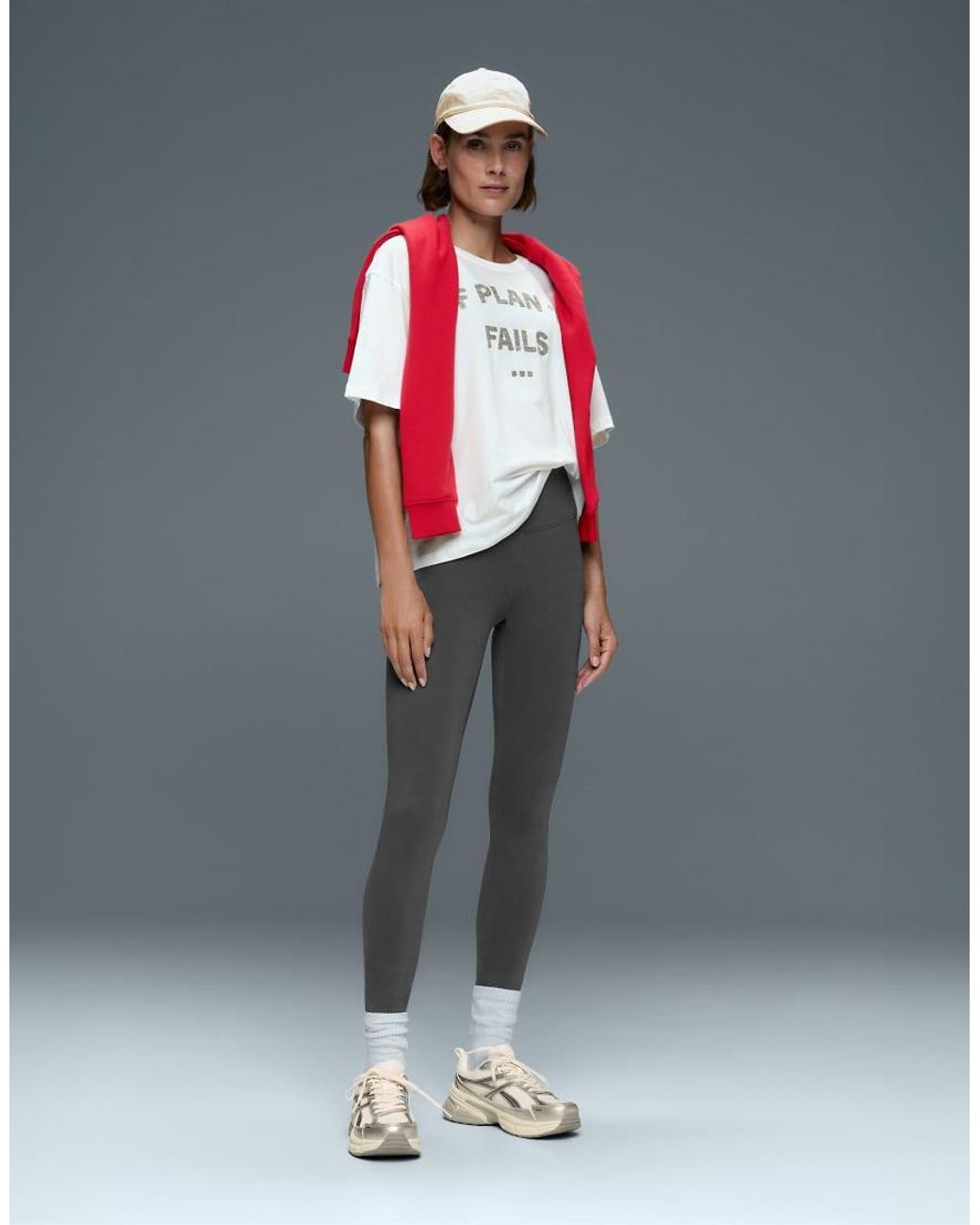Oysho Gray Cotton Blend High-Rise Ankle-Length Leggings
