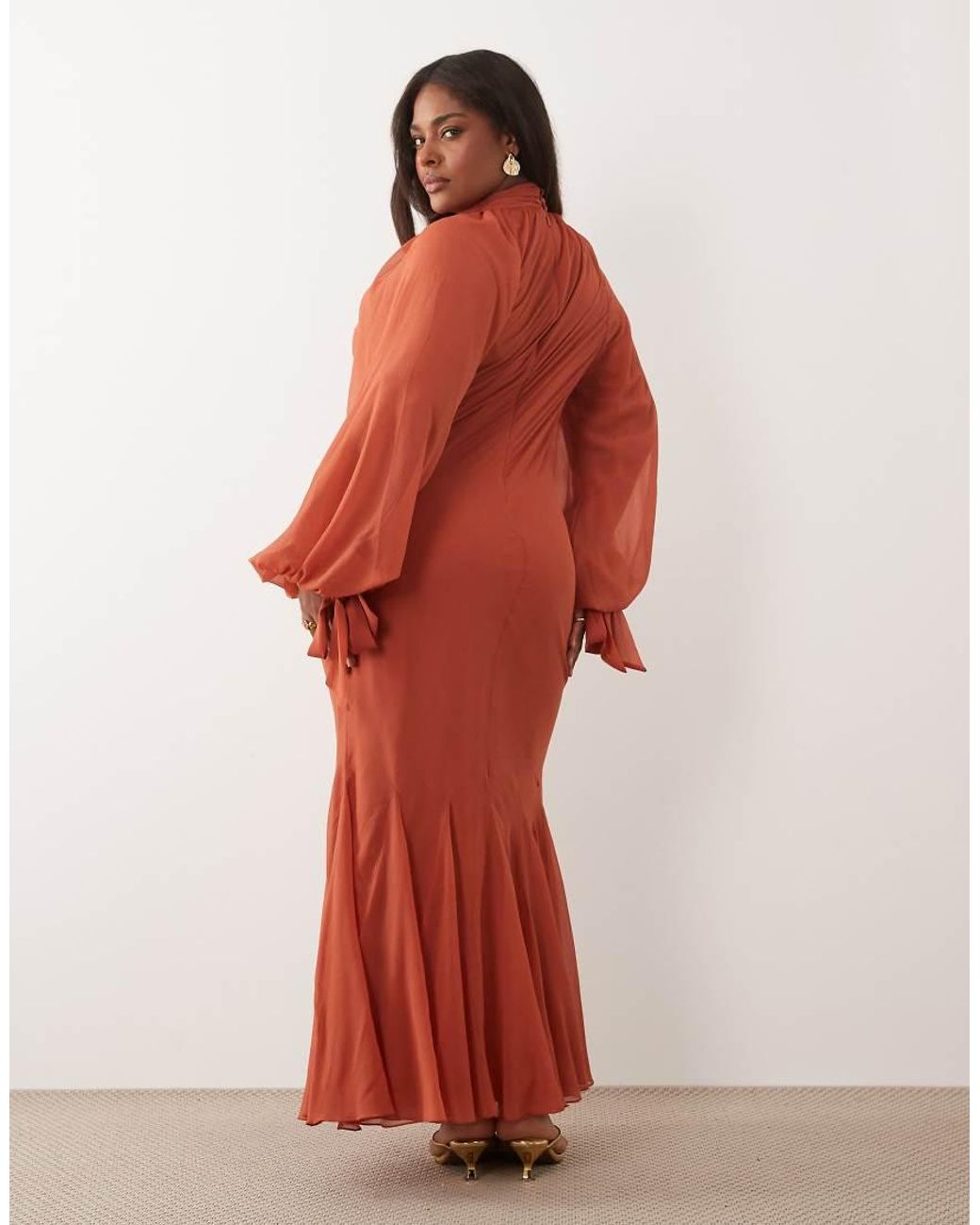 ASOS Red Asos Design Curve High Neck Maxi Dress With Godet Hem