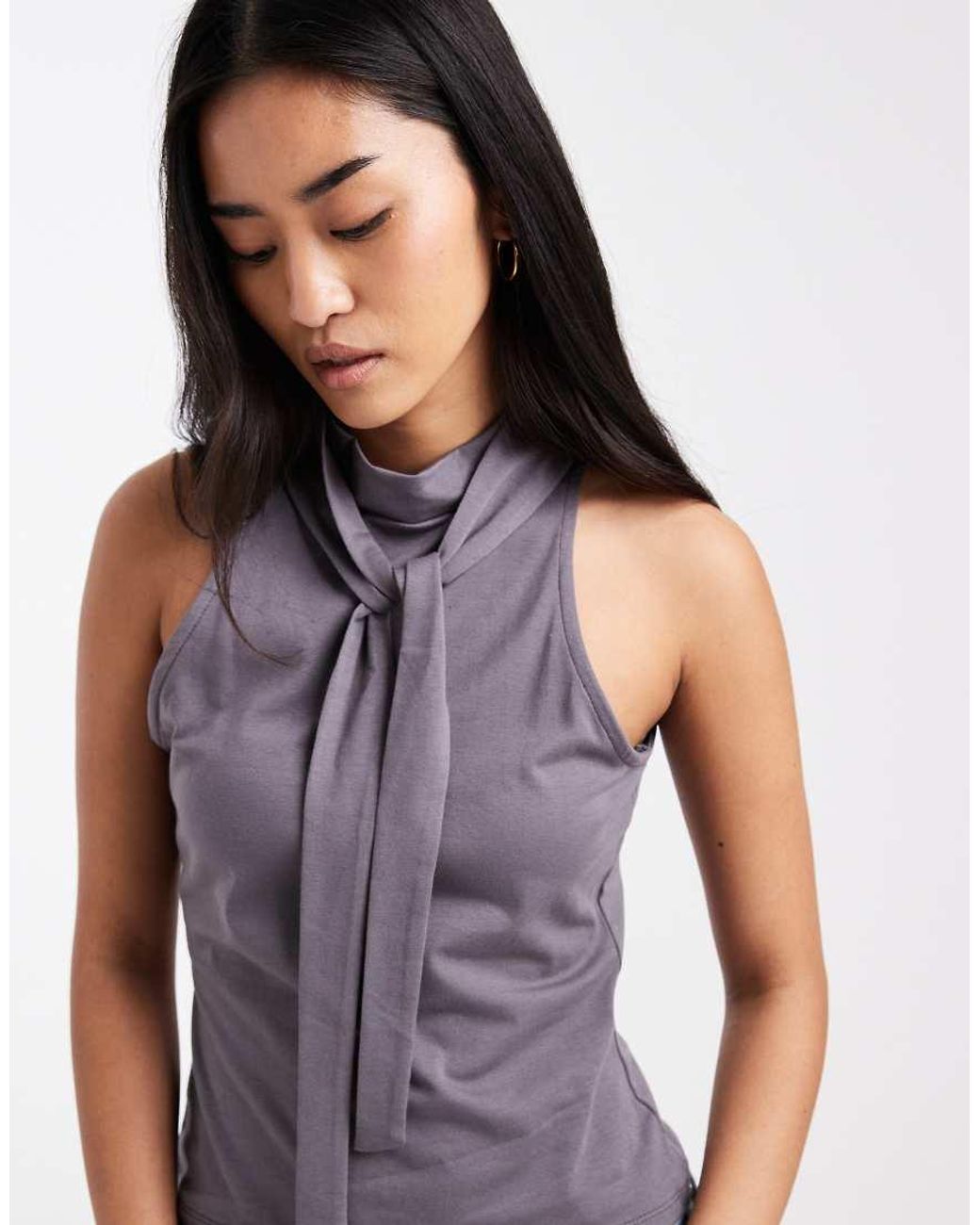 ASOS Brown Halter Top With Tie Detail