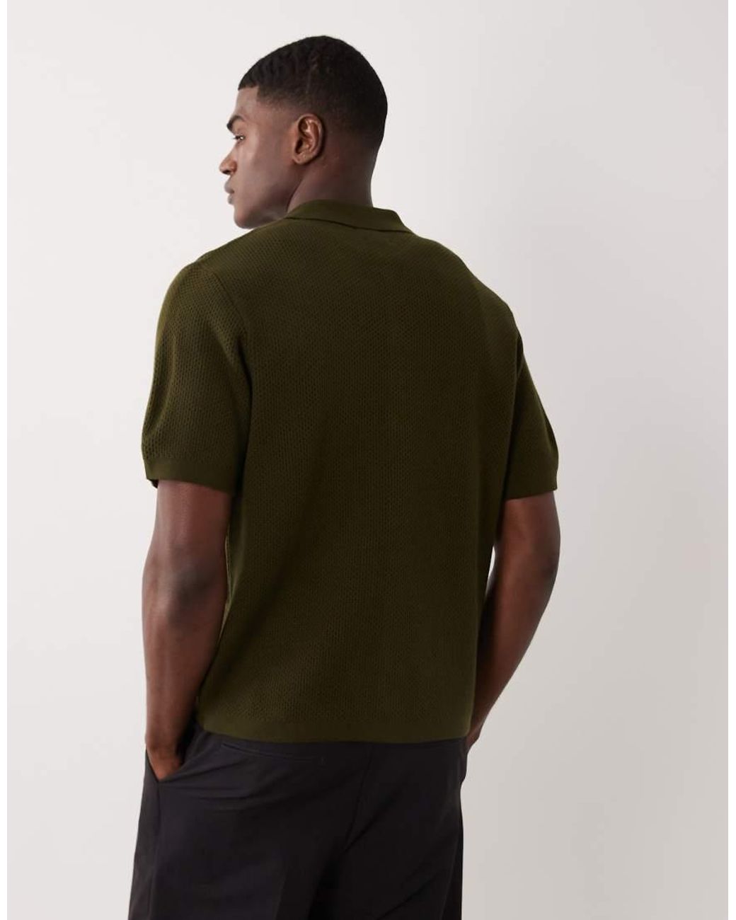 ASOS Green Relaxed Knitted Waffle Button Through for men