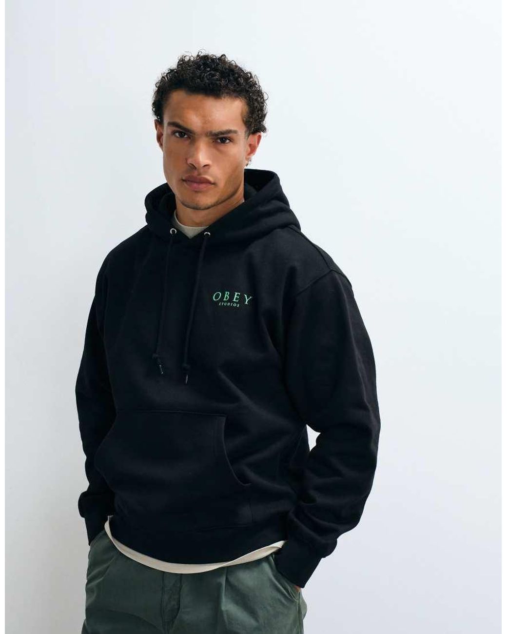 Obey Blue Flores Robus Back Graphic Hoodie for men