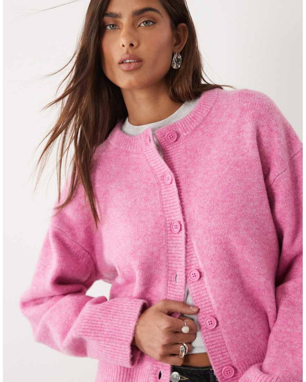 ASOS Pink Relaxed Cardigan With Side Split Detail