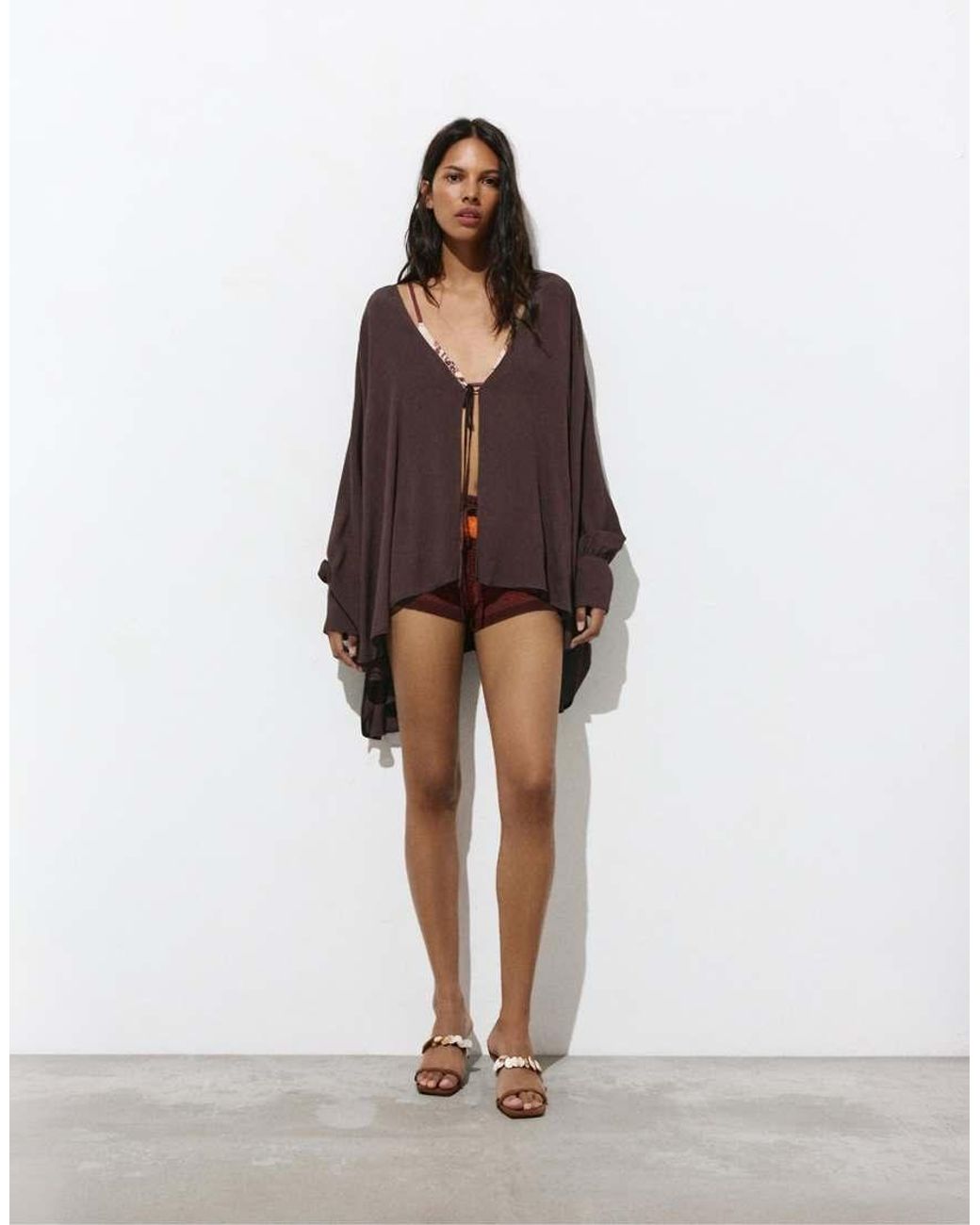 Pull&Bear Brown Fluid Cape Jacket
