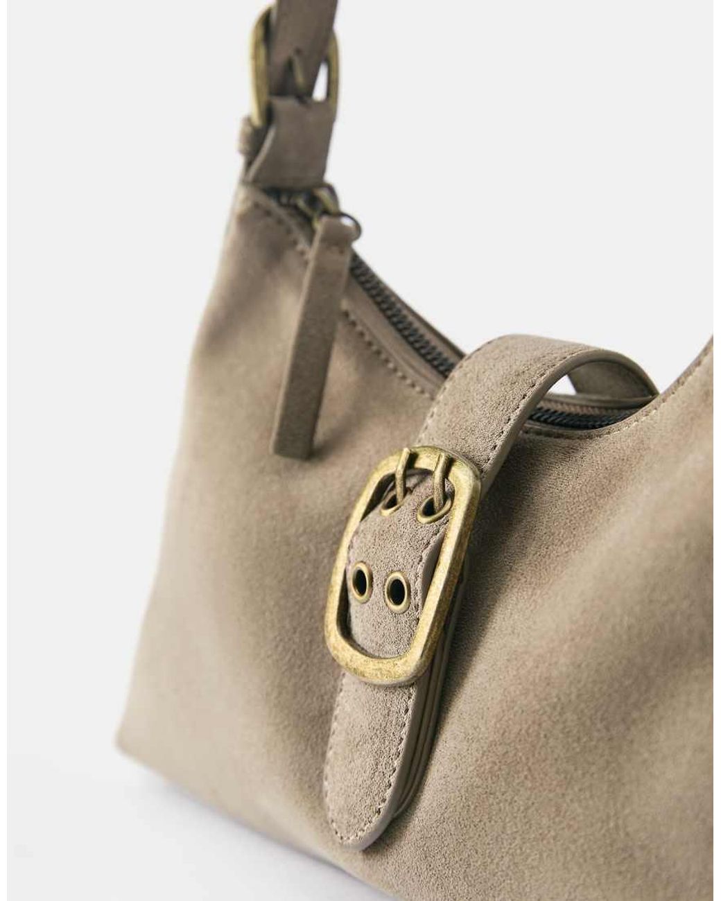 Pull&Bear Natural Buckle Shoulder Bag
