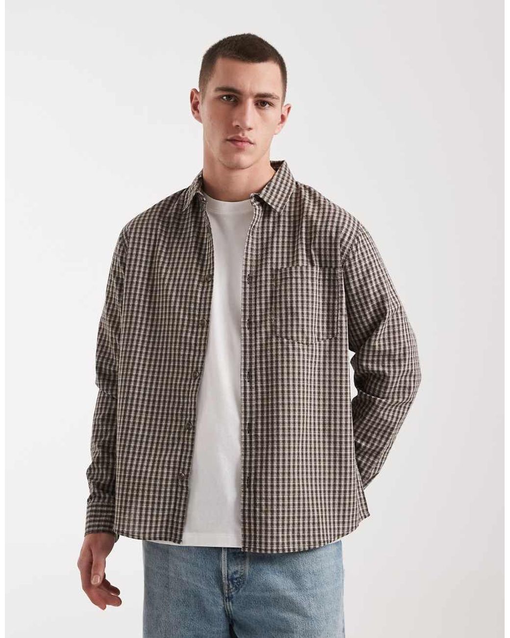 Cotton On Brown Long Sleeve Shirt for men