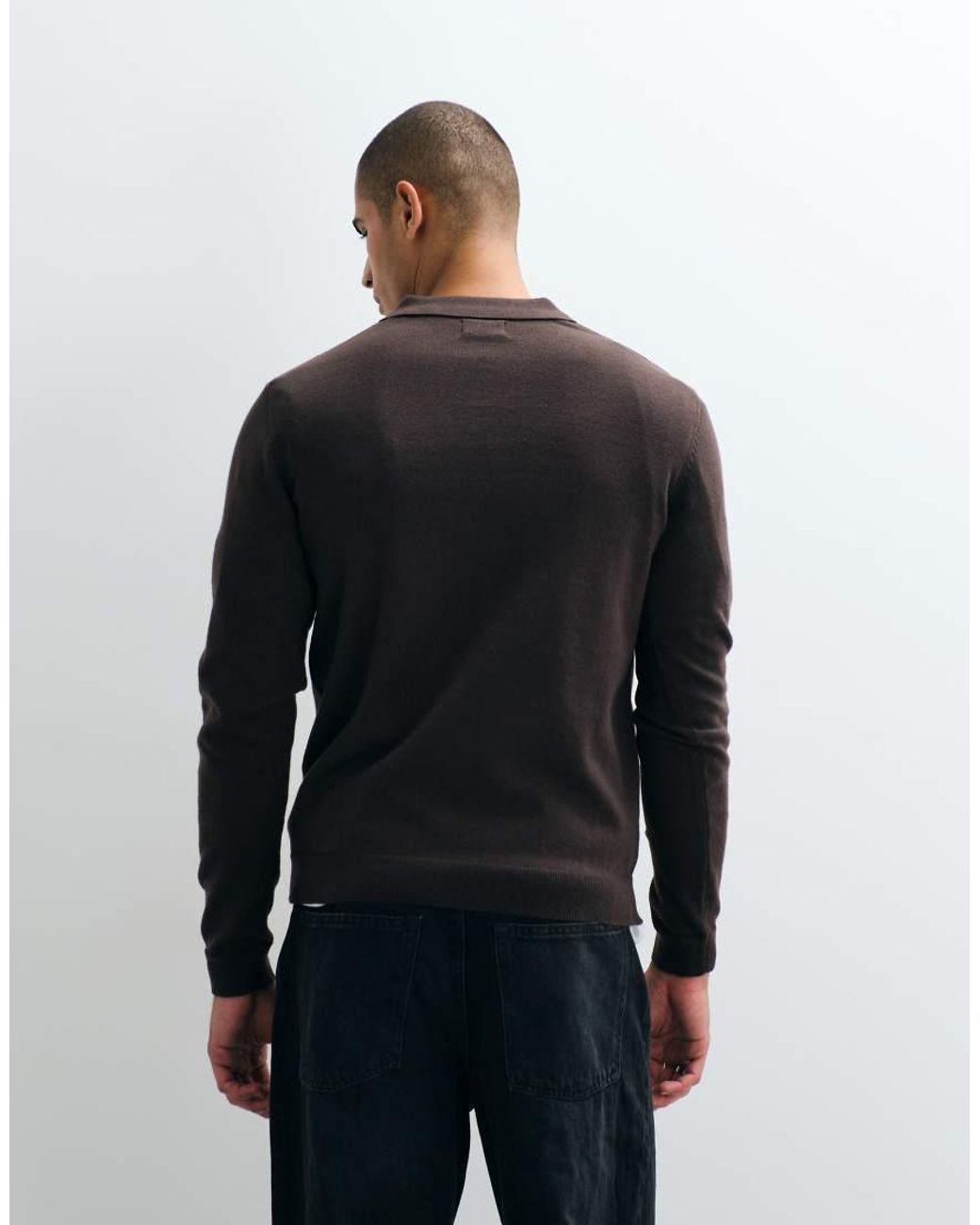 Threadbare Black Knitted Trophy Neck Jumper for men