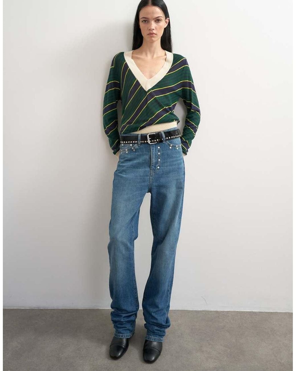 TOPSHOP Multicolor X Talia Byre Premium Hair On Real Leather Studded Belt