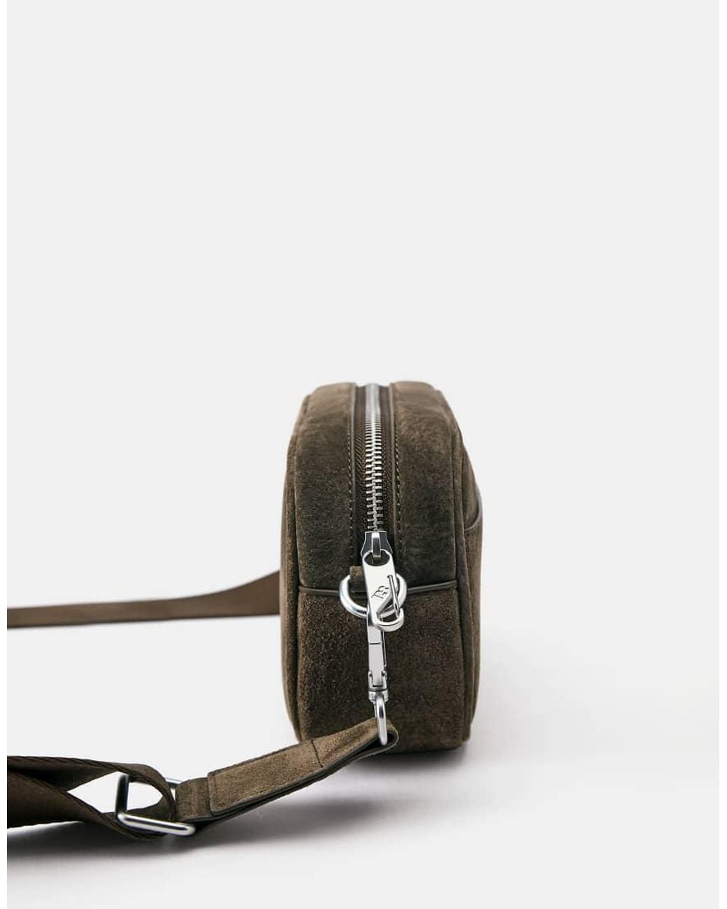 Pull&Bear Gray Leather Crossbody Bag for men